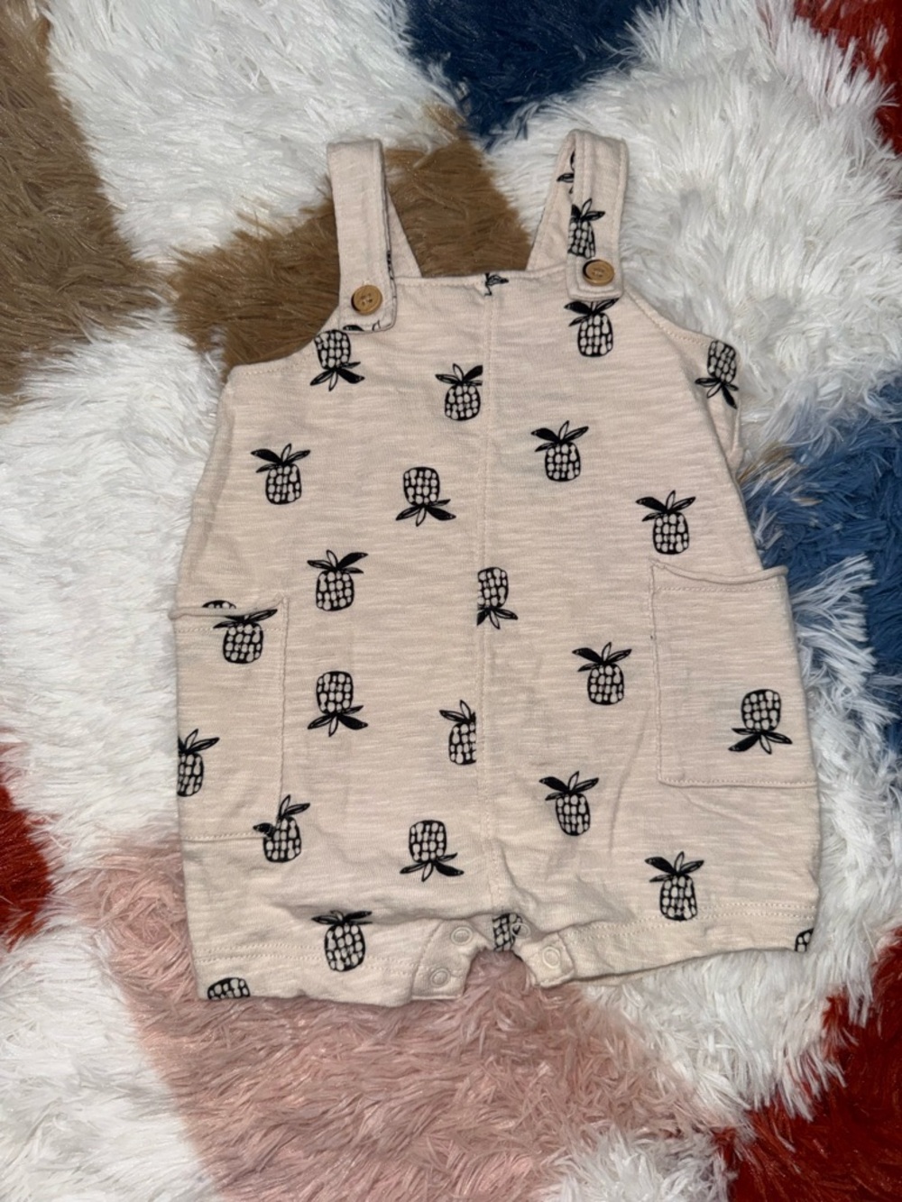 Baby Cat & Jack Beige Pineapple Print Romper